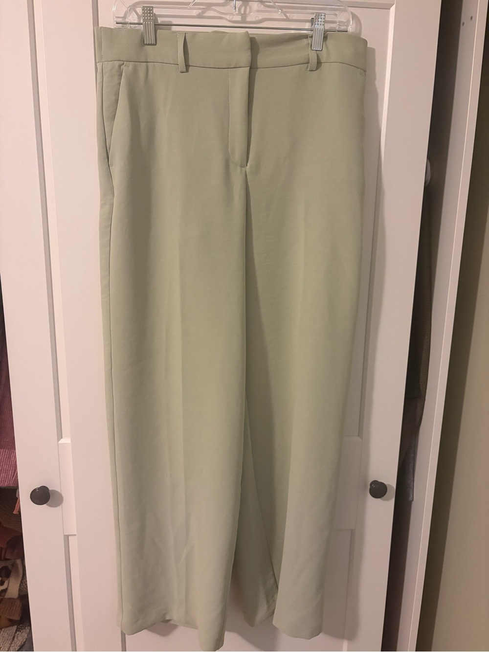 Women's Light Sage Wide-Leg Trousers